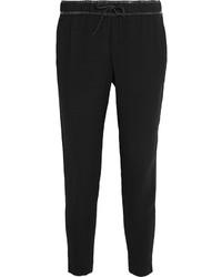 Helmut Lang Leather Trimmed Crepe Tapered Pants