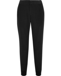 Splendid Luxe Washed Silk Crepe De Chine Tapered Pants Black