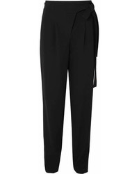 Michael Kors Michl Kors Collection Tie Waist Pleated Wool Serge Tapered Pants Black
