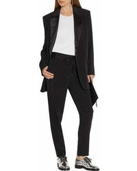 DKNY Satin Trimmed Crepe Tapered Pants