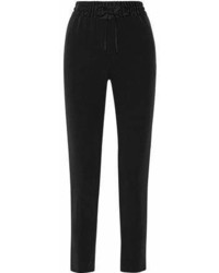 DKNY Satin Trimmed Crepe Tapered Pants