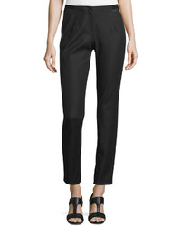 Lafayette 148 New York Stanton Ribbon Trimmed Tapered Ankle Pants Black