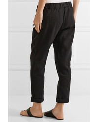 Hatch The Woven Ipek Draped Cotton Twill Tapered Pants Black