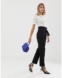 Miss Selfridge Trousers With Paperbag Waist In Black