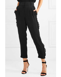 Alice McCall Under Control Ruffle Trimmed Crepe Tapered Pants Black