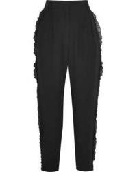 Alice McCall Under Control Ruffle Trimmed Crepe Tapered Pants Black