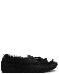 Prada Black Fur Loafers