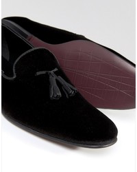 Asos Tassel Loafers In Black Velvet