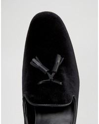 Asos Tassel Loafers In Black Velvet