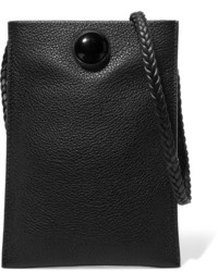 The Row Medicine Pouch Textured Leather Shoulder Bag Black