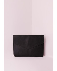 Missguided Black Textured Envelope Clutch Bag