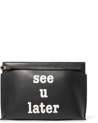 Loewe T Printed Textured Leather Pouch Black