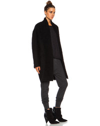 Isabel Marant Gabriel Herringbone Wool Blend Coat In Black