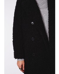 Missguided Celine Teddy Faux Fur Coat Black