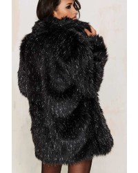 Nasty Gal Stroke Of Midnight Faux Fur Coat