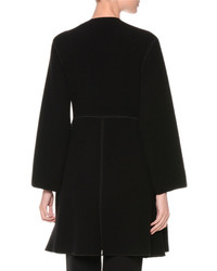 Giorgio Armani Textured Zip Front Long Coat Black