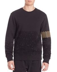 Black Textured Crew-neck Sweater