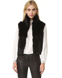 Black Textured Fur Vest