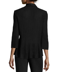 Ming Wang Textured 34 Sleeve Knit Jacket Black