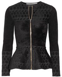 Roland Mouret Textured Jacquard Knit Peplum Jacket Black