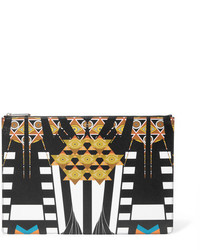 Givenchy Large Pouch In Printed Textured Leather Black
