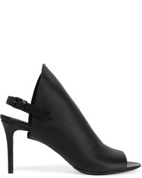 Balenciaga Textured Leather Slingback Sandals Black
