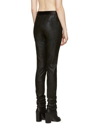 Ann Demeulemeester Black Textured Leather Trousers