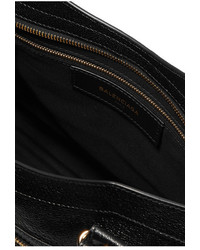 Balenciaga City Glossed Textured Leather Tote Black