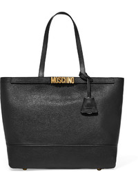 Moschino Embellished Textured Leather Tote Black