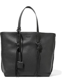 Tod's Gypsy Whipstitched Textured Leather Tote Black