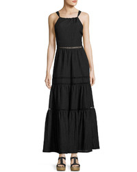 Rebecca Taylor Sleeveless Textured Maxi Dress Black