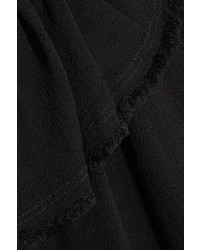 Raquel Allegra Harlequin Frayed Textured Crepe Dress Black
