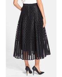 Milly Illusion Textured Pleated Midi Skirt