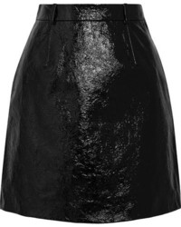 Carven Patent Textured Leather Mini Skirt Black