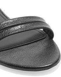 Balenciaga Studded Textured Leather Sandals Black