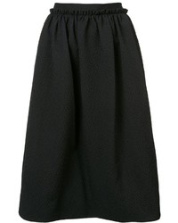 Black Textured Silk Skirt