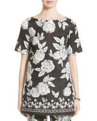 St. John Collection Textured Floral Print Tunic