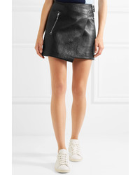 Etoile Isabel Marant Isabel Marant Toile Kakili Textured Leather Mini Wrap Skirt Black
