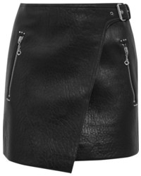 Etoile Isabel Marant Isabel Marant Toile Kakili Textured Leather Mini Wrap Skirt Black