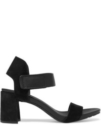 Pedro Garcia Willa Textured Leather And Suede Sandals Black