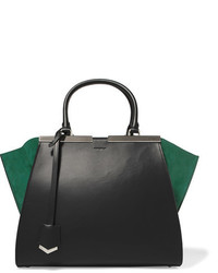 Fendi 3jours Suede Paneled Leather Tote Black