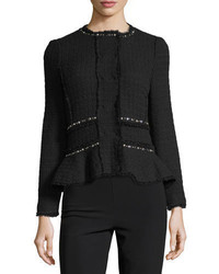 Black Textured Tweed Jacket