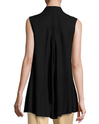 Ming Wang One Button Textured Knit Vest Black