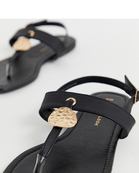 New Look Wide Fit Gold Disc Detail Sandal In Black