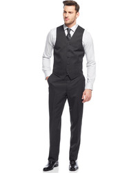 Sean John Black Mini Stripe Vested Suit