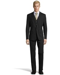 Dolce & Gabbana Black Stretch Virgin Wool Blend 2 Button Martini 3 Piece Suit With Flat Front Pants