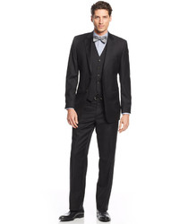 Lauren Ralph Lauren Slim Fit Vested Black Wool Suit
