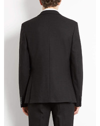 Topman Black Flannel Skinny Suit Jacket