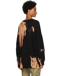 R13 Black Bleached Distressed Sweater