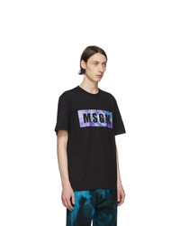 MSGM Black Tie Dye Box Logo T Shirt